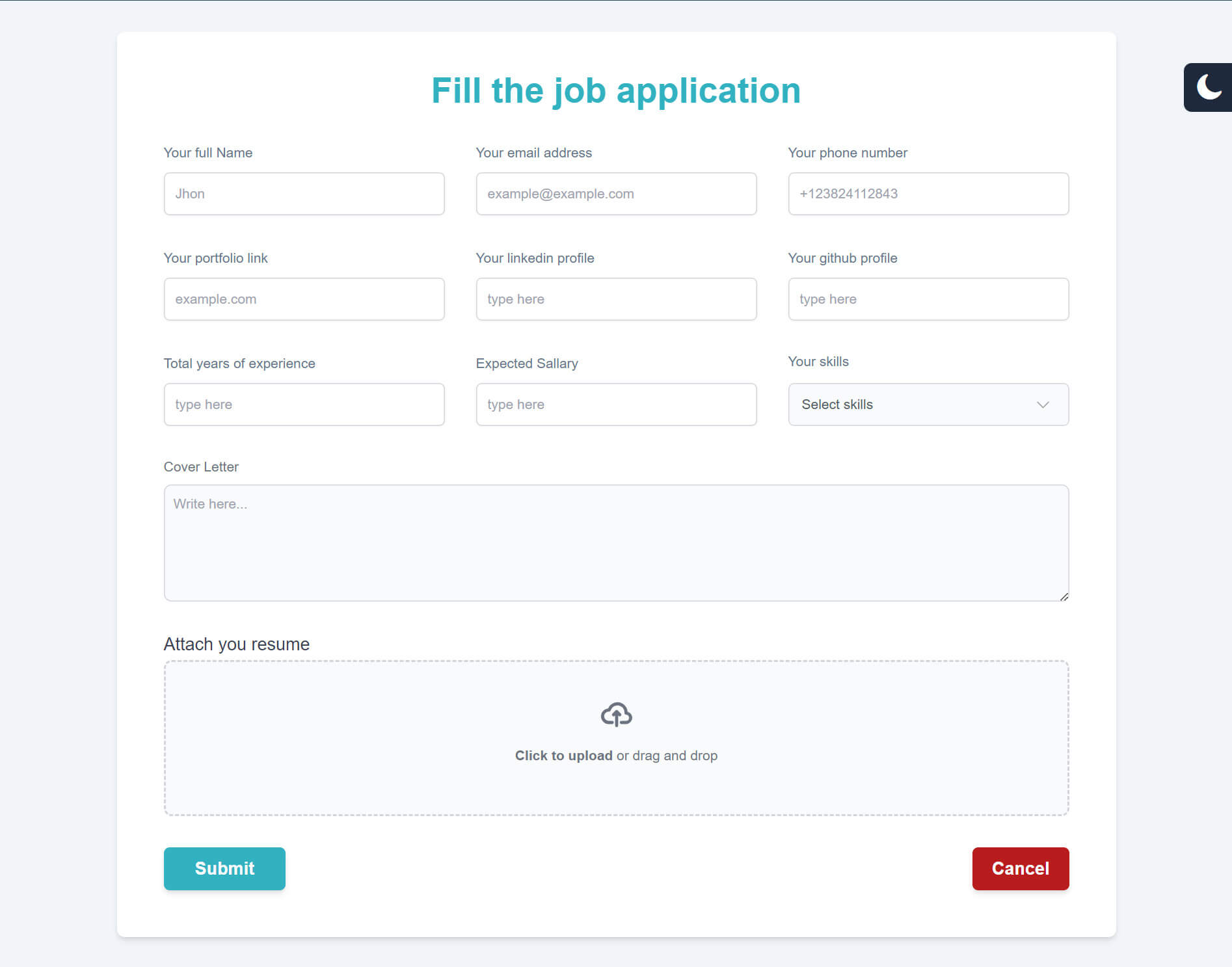 Job Apply Form
