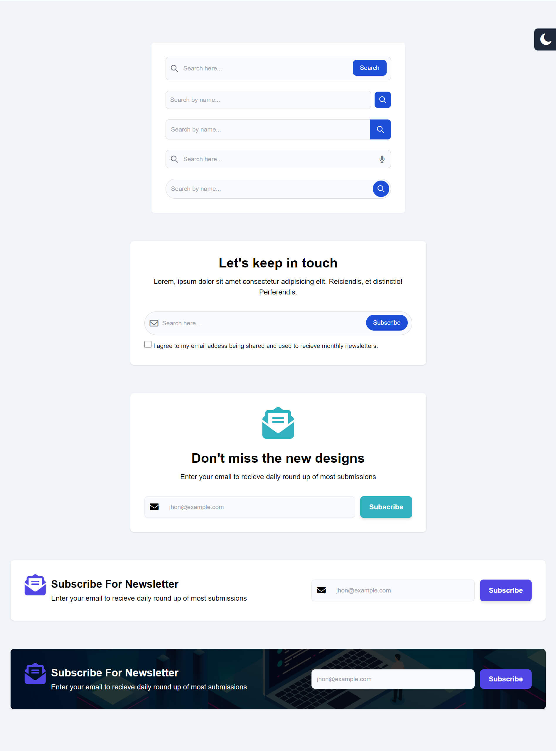 Search and Subscribe Form
